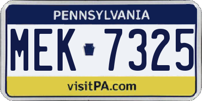 PA license plate MEK7325