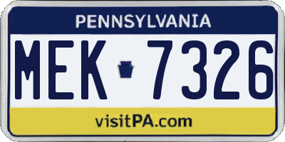 PA license plate MEK7326
