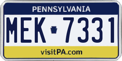 PA license plate MEK7331