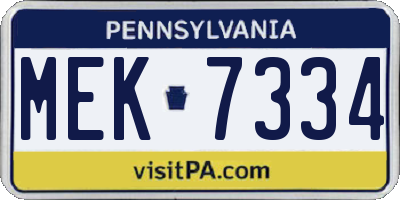 PA license plate MEK7334
