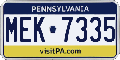 PA license plate MEK7335