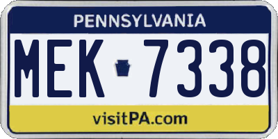 PA license plate MEK7338