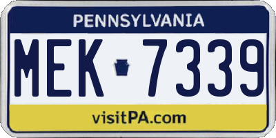 PA license plate MEK7339