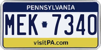 PA license plate MEK7340