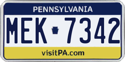 PA license plate MEK7342