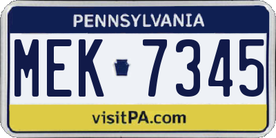 PA license plate MEK7345