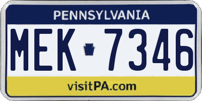 PA license plate MEK7346