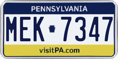 PA license plate MEK7347