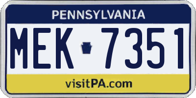 PA license plate MEK7351