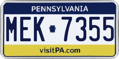 PA license plate MEK7355