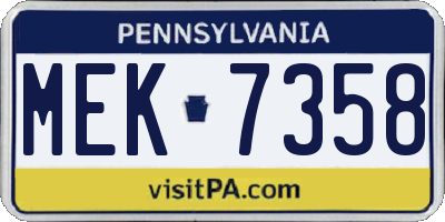 PA license plate MEK7358