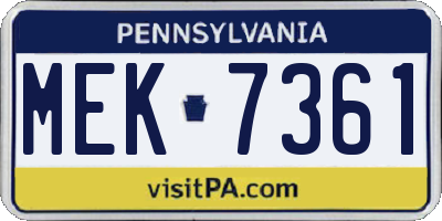 PA license plate MEK7361