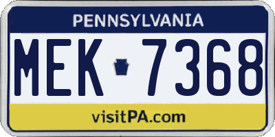 PA license plate MEK7368