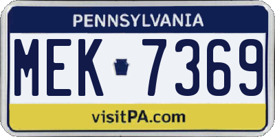 PA license plate MEK7369