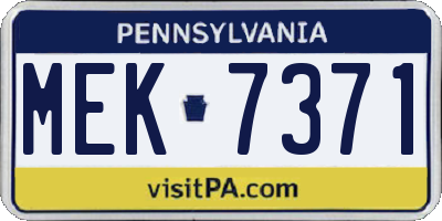 PA license plate MEK7371