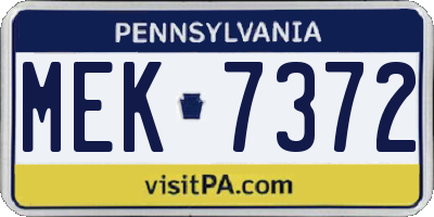 PA license plate MEK7372