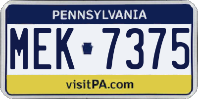 PA license plate MEK7375