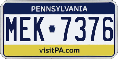 PA license plate MEK7376