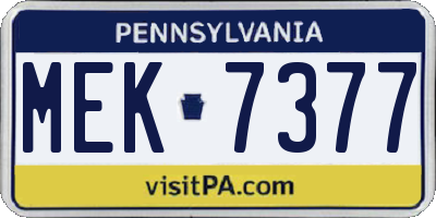 PA license plate MEK7377