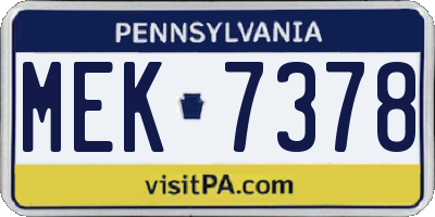 PA license plate MEK7378