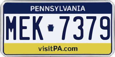 PA license plate MEK7379