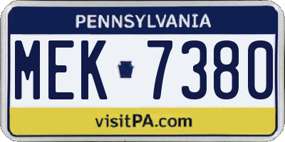 PA license plate MEK7380