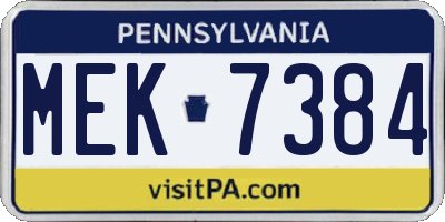 PA license plate MEK7384