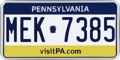 PA license plate MEK7385