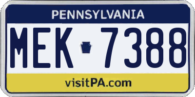 PA license plate MEK7388