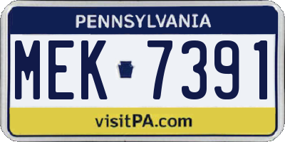 PA license plate MEK7391