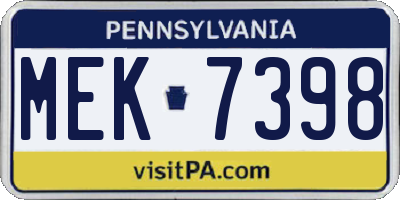 PA license plate MEK7398