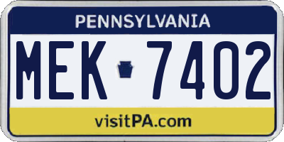 PA license plate MEK7402
