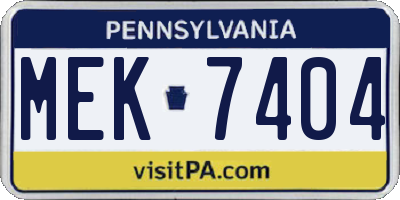 PA license plate MEK7404