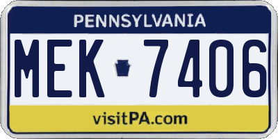PA license plate MEK7406