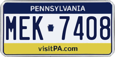 PA license plate MEK7408