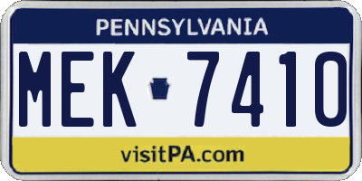 PA license plate MEK7410