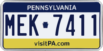 PA license plate MEK7411