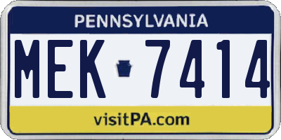 PA license plate MEK7414
