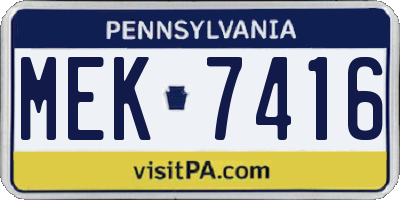 PA license plate MEK7416