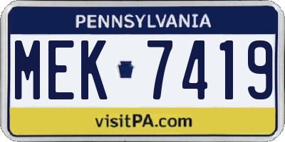 PA license plate MEK7419