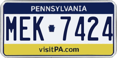 PA license plate MEK7424