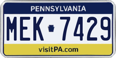 PA license plate MEK7429