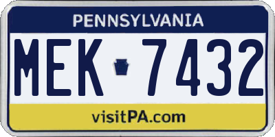 PA license plate MEK7432