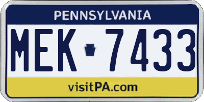 PA license plate MEK7433