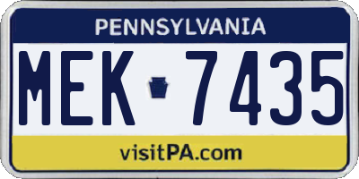 PA license plate MEK7435