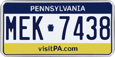 PA license plate MEK7438