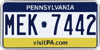 PA license plate MEK7442