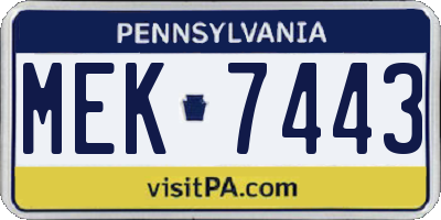 PA license plate MEK7443