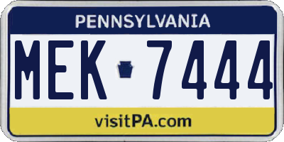 PA license plate MEK7444