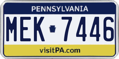 PA license plate MEK7446